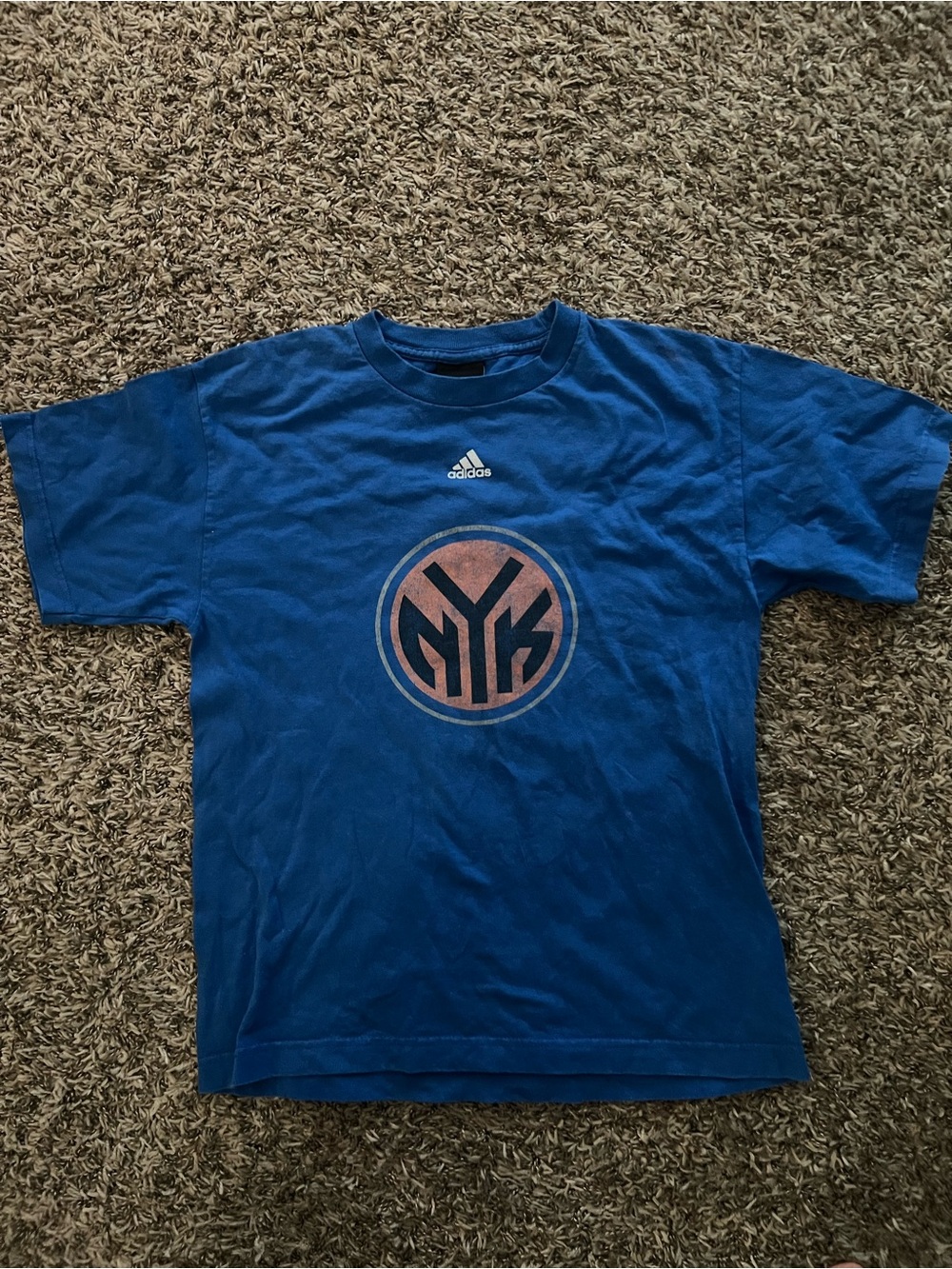 adidas Blue T-Shirt with Orange and Black NYK-Style Logo - Picture 3 of 5